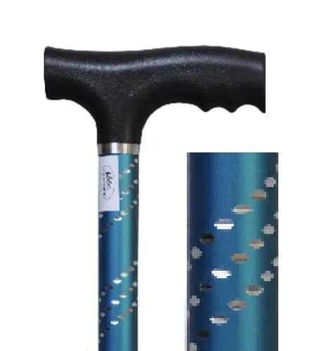 Canne Alu Bleue Rayure (Poignée Plastique Noire) AQ027