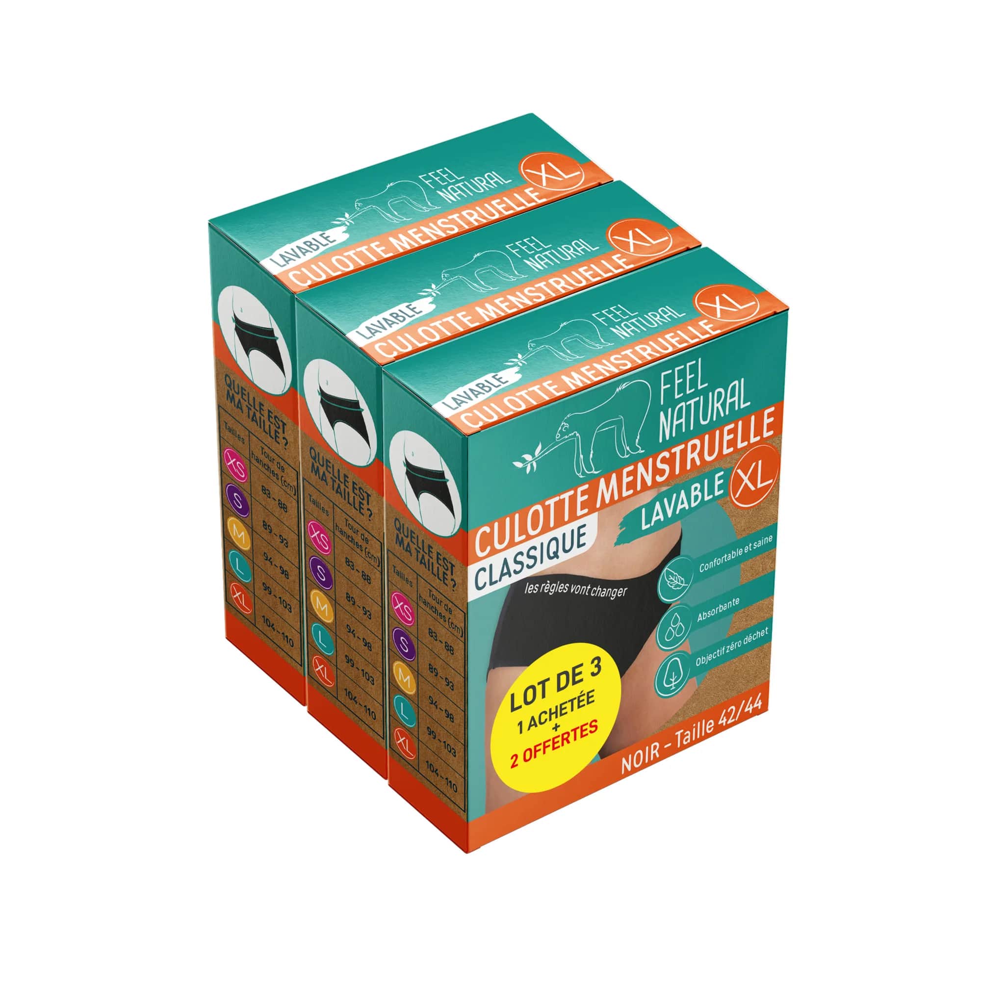 Feel Natural Culotte menstruelle DENTELLE M 38/40 Lot x3
