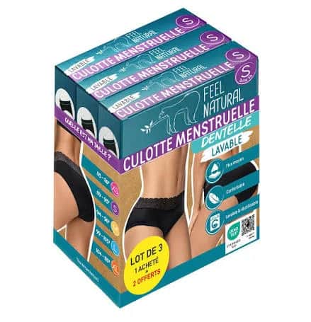 Feel Natural Culotte menstruelle DENTELLE S 36/38 Lot x3